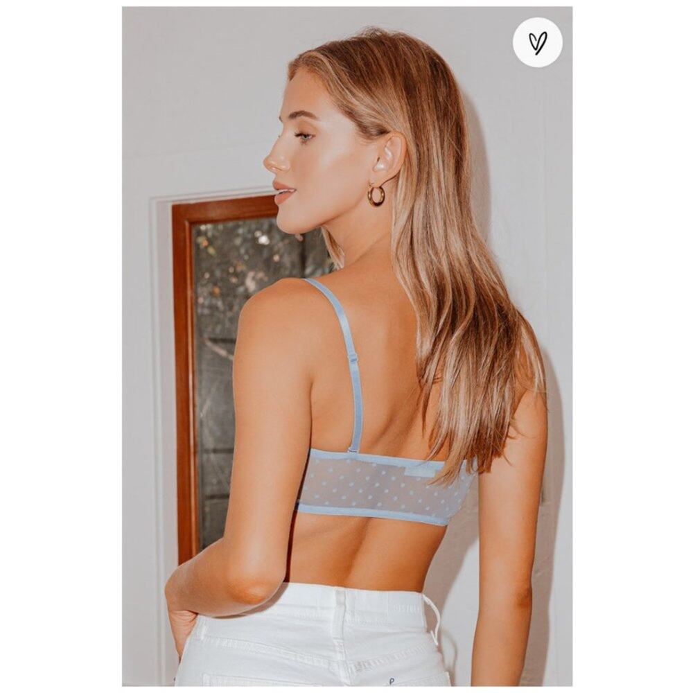 Light Blue Rain Free People Mesh Polka Dot Sierra Bandeau Bralette XS - Picture 10 of 10